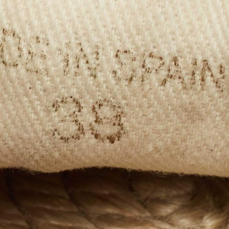 Pre Owned CH Carolina Herrera Dark Brown Canvas Logo Espadrille Flats Size 38