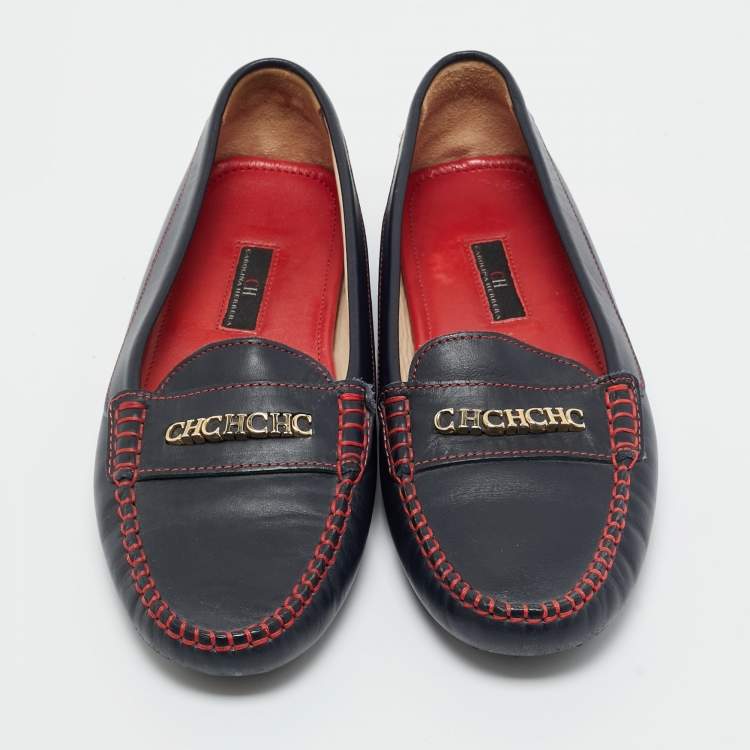 Pre Owned CH Carolina Herrera Black Leather Loafers Size 40