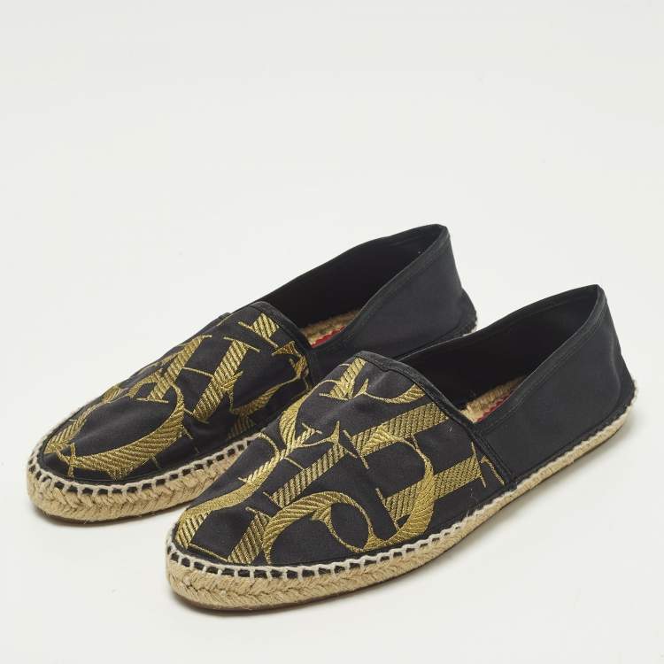 Pre Owned CH Carolina Herrera Size 38 Black Satin Espadrille Flats