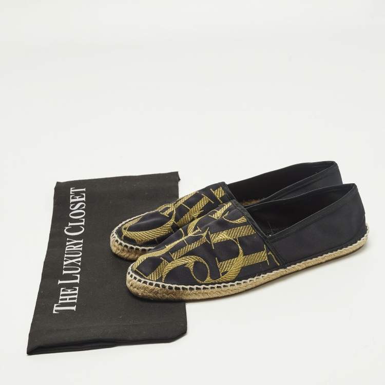 Pre Owned CH Carolina Herrera Size 38 Black Satin Espadrille Flats