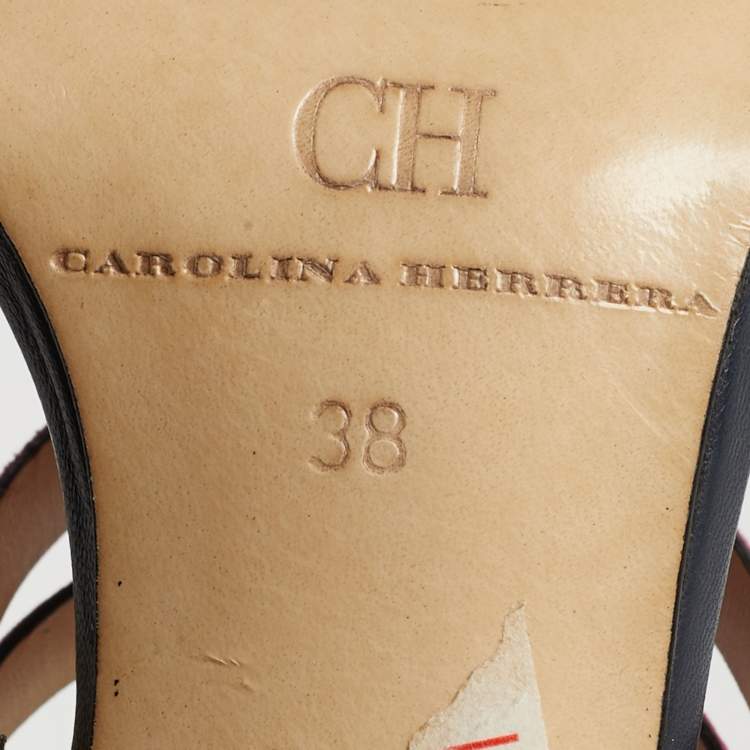Pre Owned CH Carolina Herrera Size 38 Multicolor Suede Ankle Strap Sandals