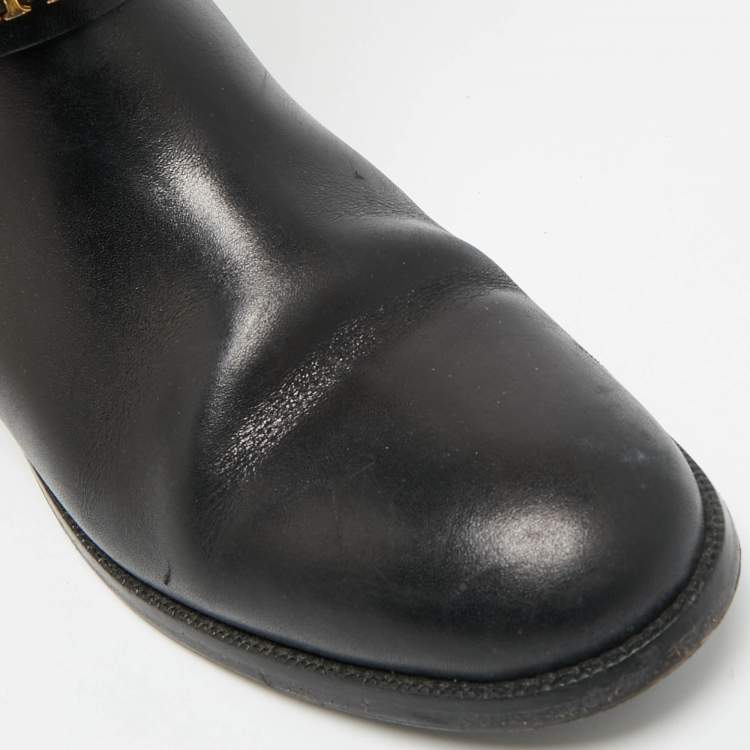 Pre Owned CH Carolina Herrera Riding Size 38 Black Leather Knee Length Boots