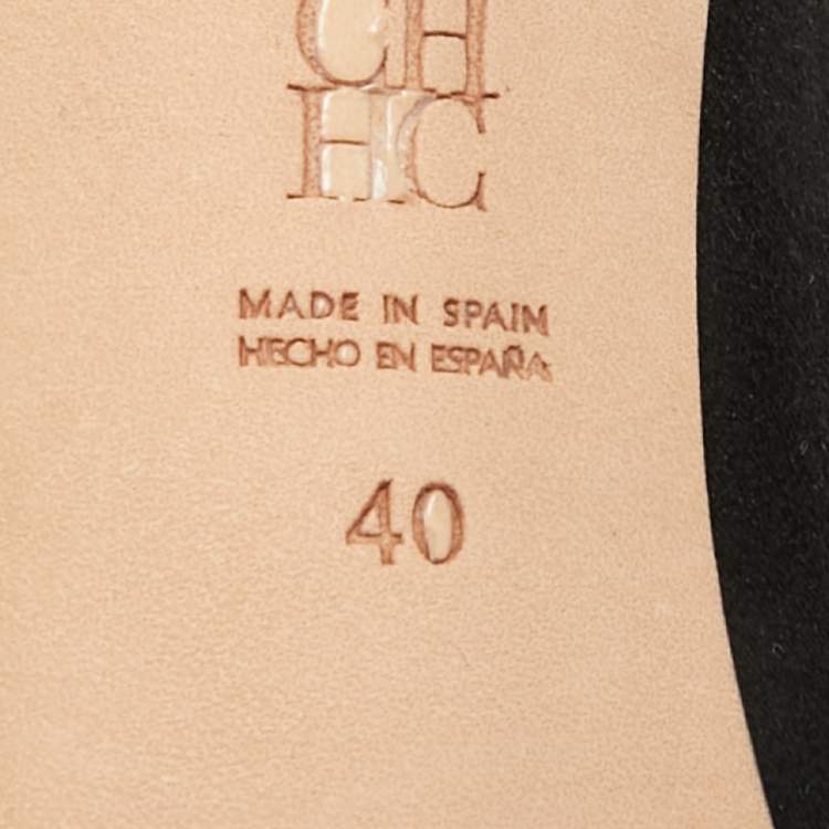 Pre Owned CH Carolina Herrera Size 40 Black Satin Crystal Embellished Pumps