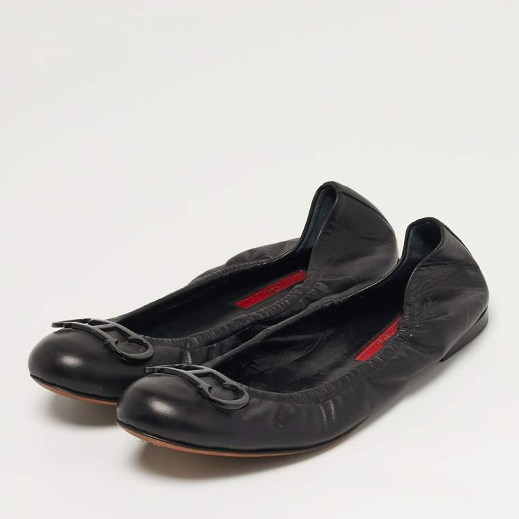 Pre Owned CH Carolina Herrera Size 38 Black Leather Ballet Flats