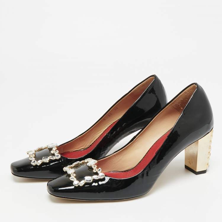 Pre Owned CH Carolina Herrera Size 38 Black Patent Leather Pumps