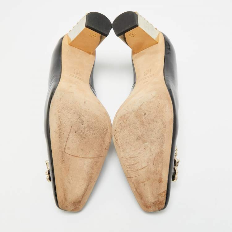 Pre Owned CH Carolina Herrera Size 38 Black Patent Leather Pumps