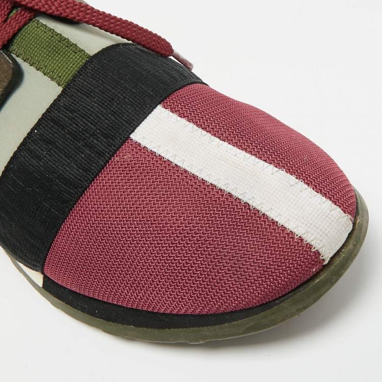 Pre Owned CH Carolina Herrera Size 40 Multicolor Knit Fabric and Leather Low Top Sneakers