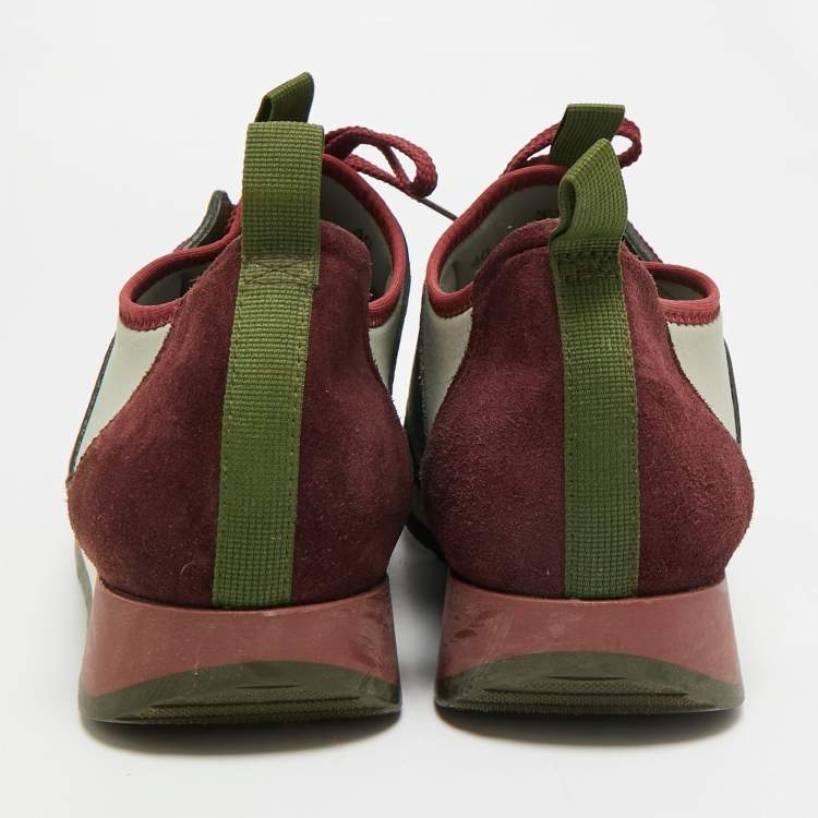 Pre Owned CH Carolina Herrera Size 40 Multicolor Knit Fabric and Leather Low Top Sneakers