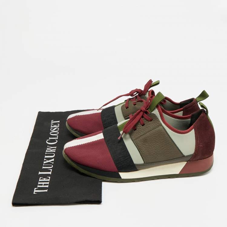 Pre Owned CH Carolina Herrera Size 40 Multicolor Knit Fabric and Leather Low Top Sneakers