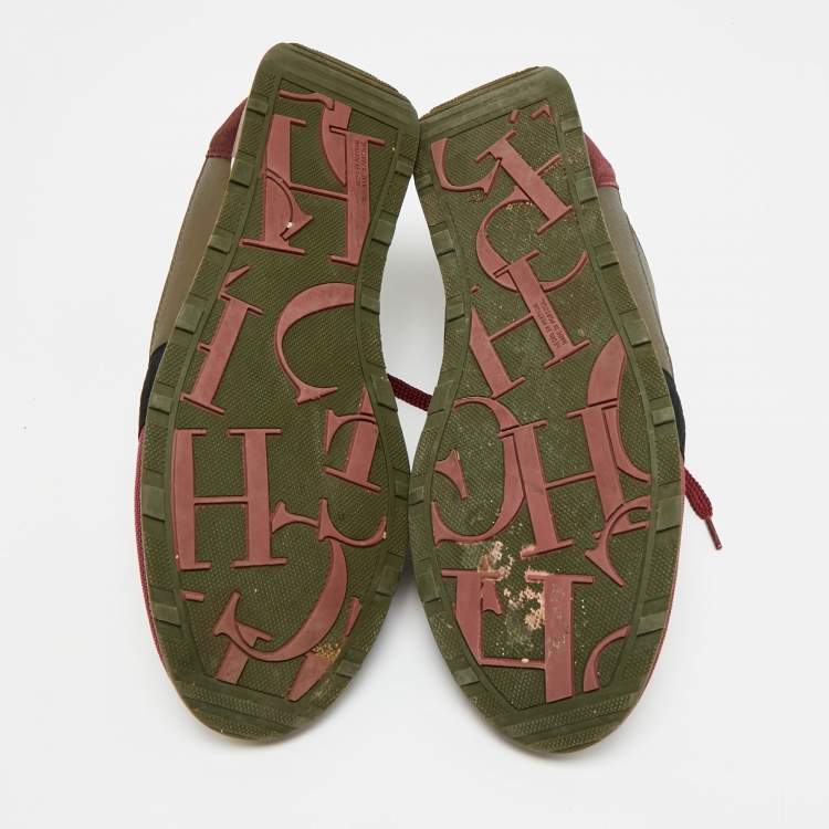 Pre Owned CH Carolina Herrera Size 40 Multicolor Knit Fabric and Leather Low Top Sneakers