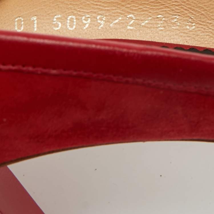 Pre Owned CH Carolina Herrera Size 36 Red Suede Bow Pointed Pumps