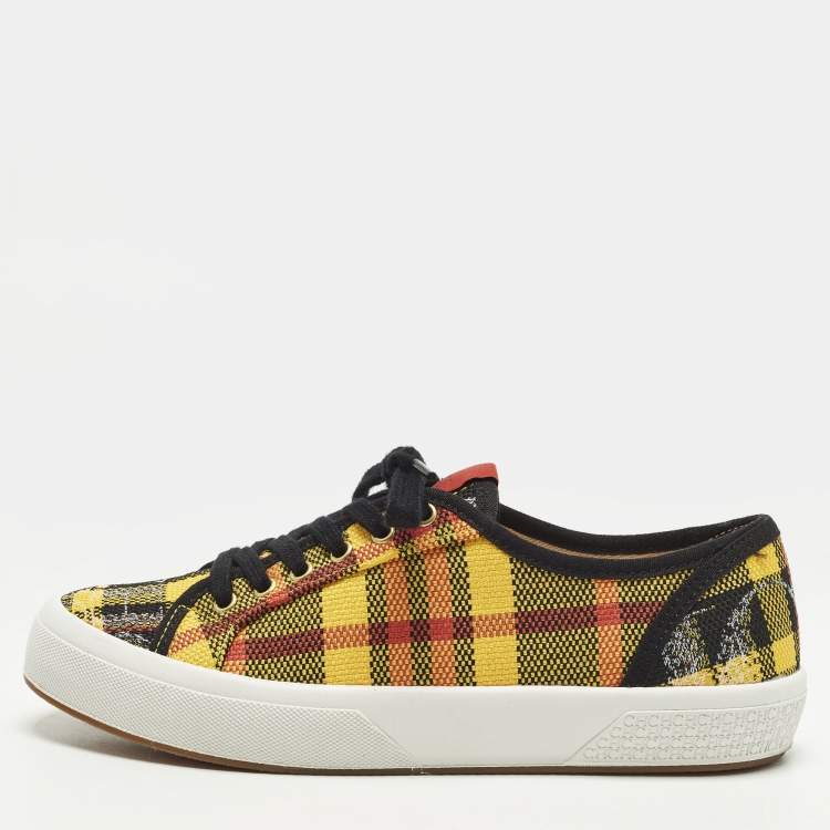 Pre Owned CH Carolina Herrera Size 38 Multicolor Check Canvas Low Top Sneakers