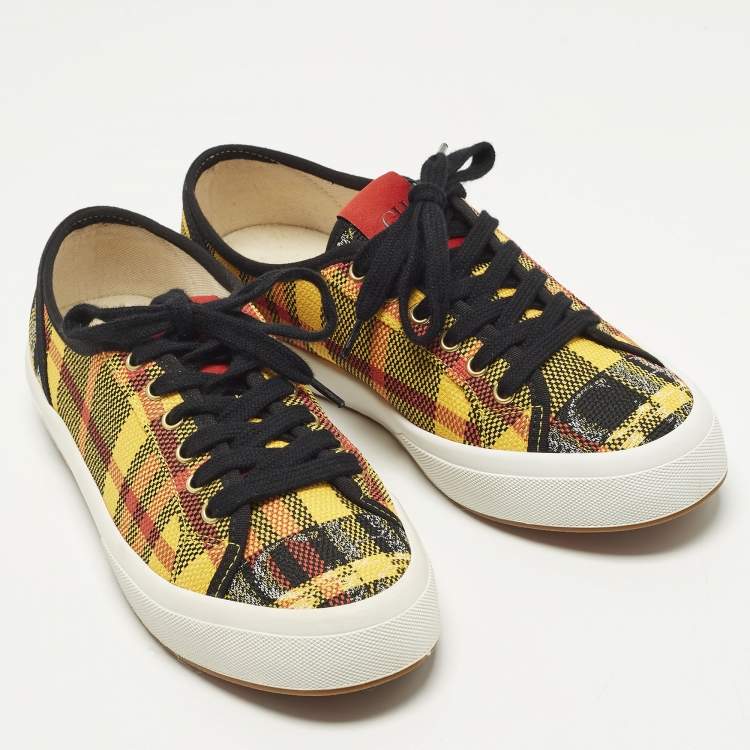 Pre Owned CH Carolina Herrera Size 38 Multicolor Check Canvas Low Top Sneakers