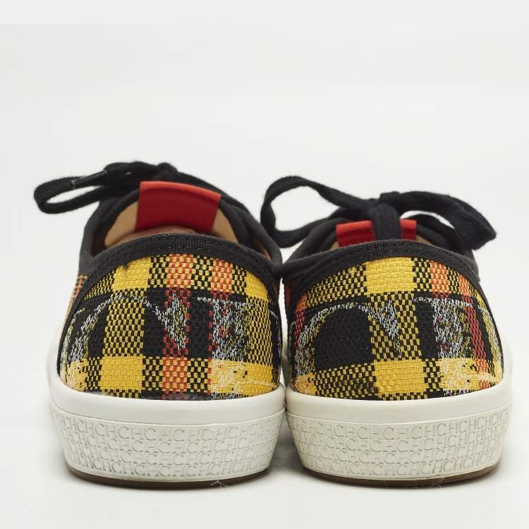 Pre Owned CH Carolina Herrera Size 38 Multicolor Check Canvas Low Top Sneakers