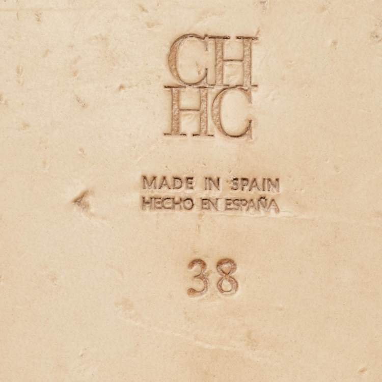 Pre Owned CH Carolina Herrera Size 38 Black Suede Crystal Embellished Flat Slides