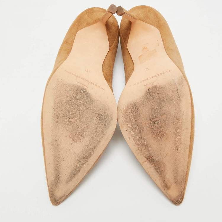 Pre Owned CH Carolina Herrera Size 38 Brown Suede Pointed Toe Pumps