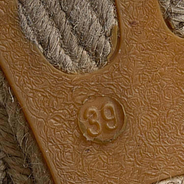 Pre Owned CH Carolina Herrera Beige/Brown Monogram Canvas Espadrille Flats Size 39