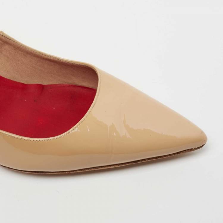 مملوكة مسبقًا CH Carolina Herrera Beige Patent Leather Pointed Toe Pumps  Size 41
