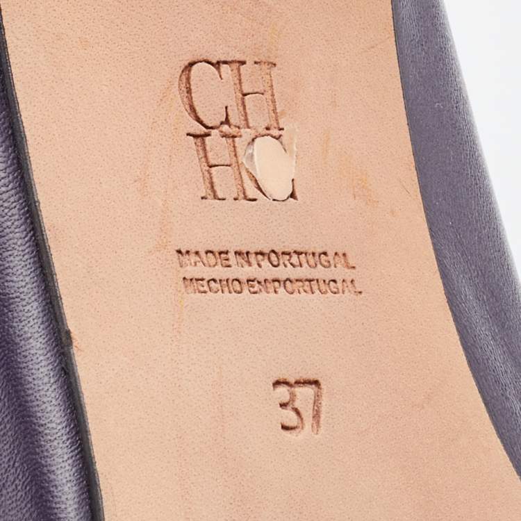 Pre Owned CH Carolina Herrera Purple Suede And Leather Pointed Cap Toe Pumps Size 37