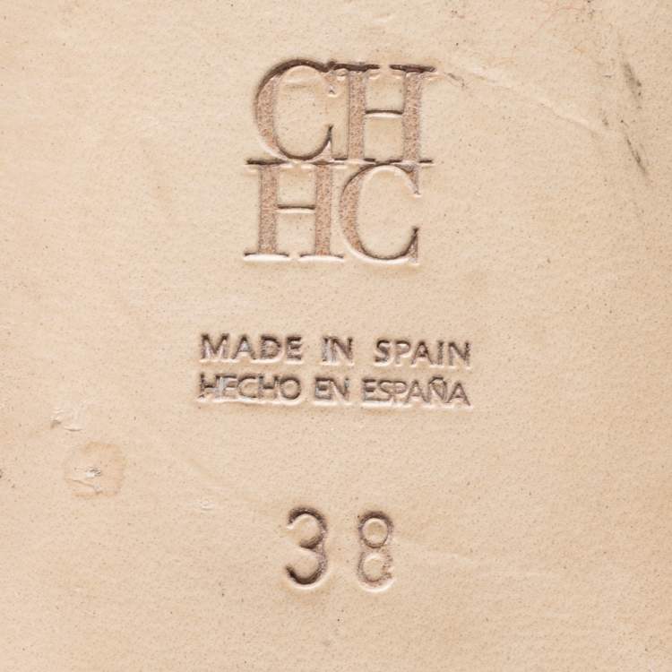 مملوكة مسبقًا CH Carolina Herrera Red Satin Crystal Embellished Slide Flats Size 38