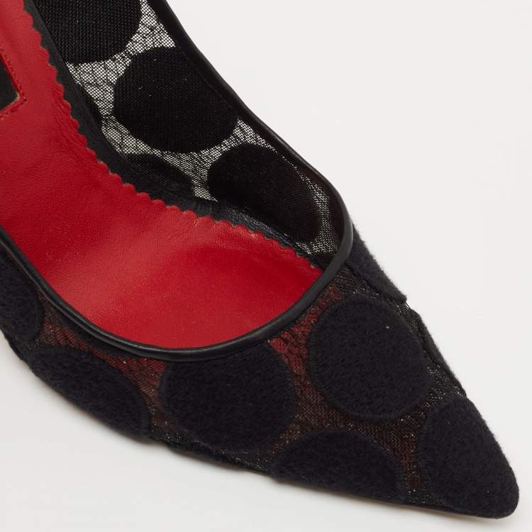 Pre Owned CH Carolina Herrera Black Mesh and Fabric Pointed Toe Pumps Size 39