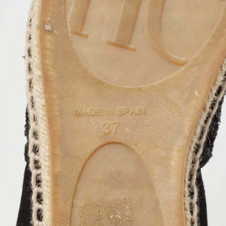 Pre Owned CH Carolina Herrera Black  Corded Lace And Suede Trim Espadrille Size 37