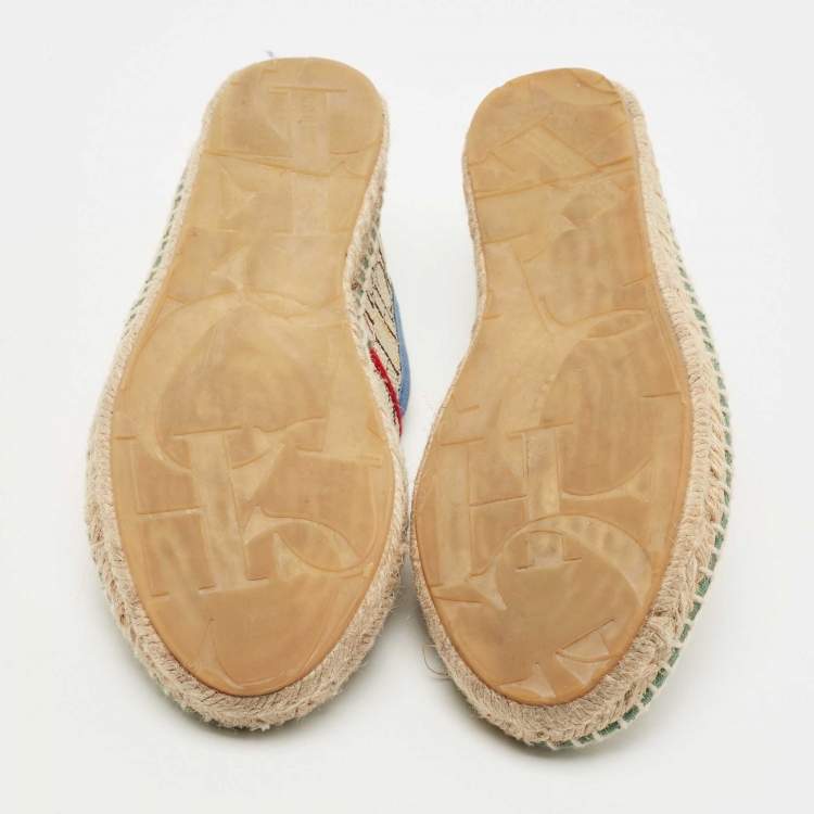 Pre Owned CH Carolina Herrera Multicolor Monogram Canvas Espadrille Flats Size 36