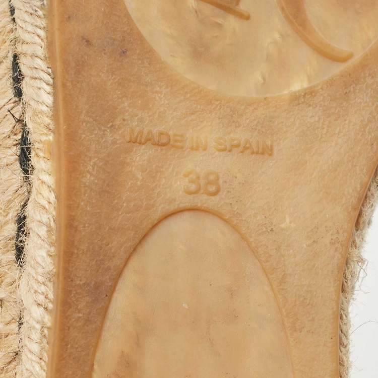Pre Owned CH Carolina Herrera Metallic Gold Leather Cap Toe Espadrilles Size 38