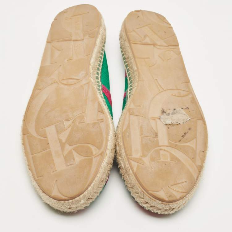 Pre Owned CH Carolina Herrera Green Canvas  Espadrille Flats Size 39