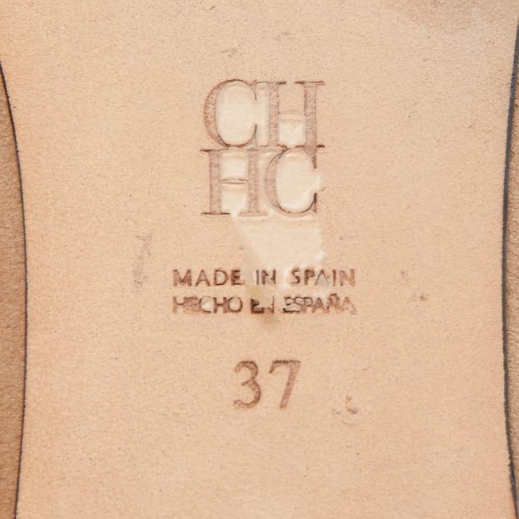 Pre Owned Carolina Herrera Multicolor Suede and Leather Pointed Toe Slingback Flats Size 37