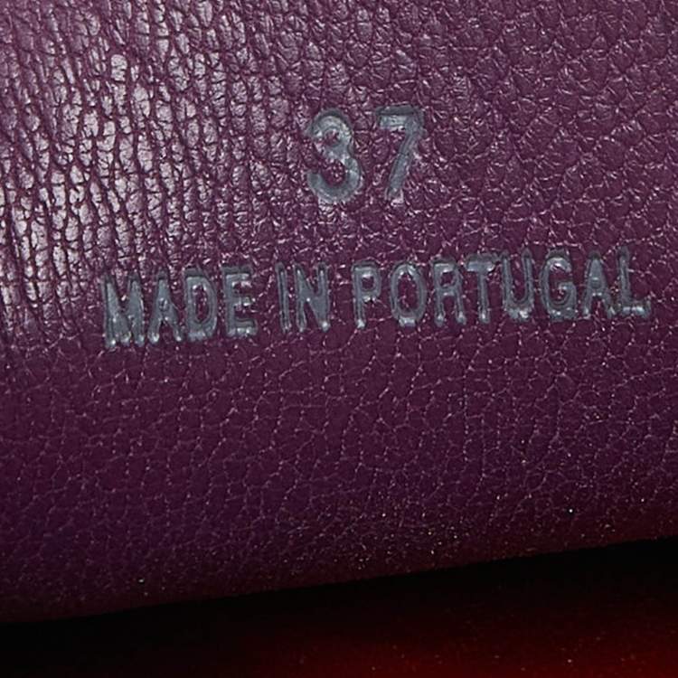 Pre Owned CH Carolina Herrera Purple Leather Logo Detail Loafers Size 37