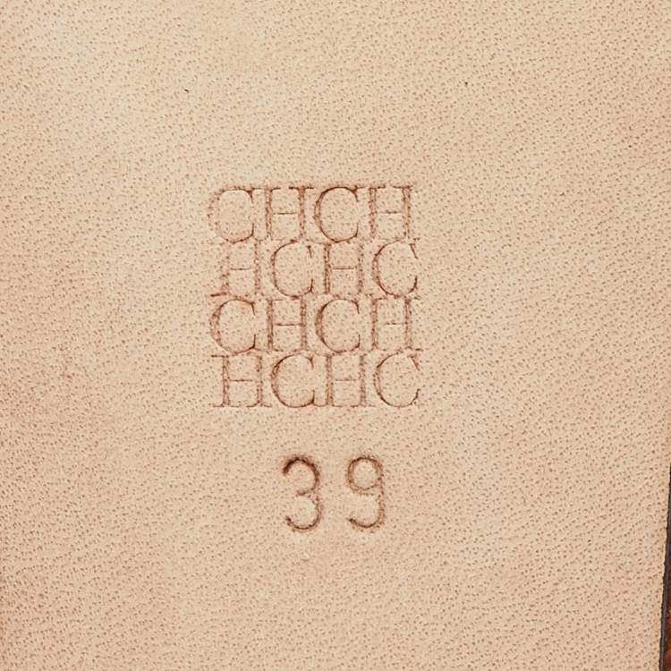 Pre Owned CH Carolina Herrera Brown Logo Embellished Fringe Detail Loafers Size 39