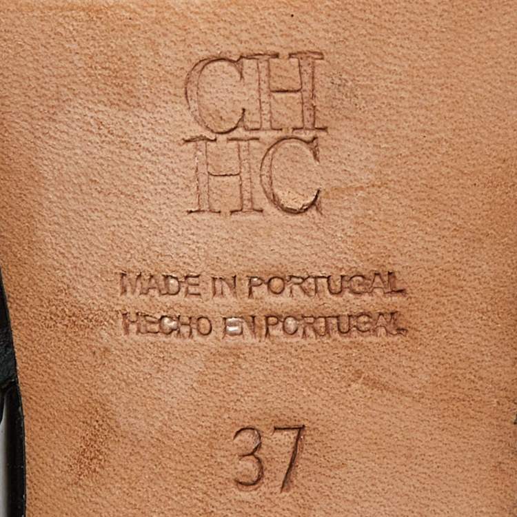 Pre Owned CH Carolina Herrera Black Leather Slingback Pumps Size 37