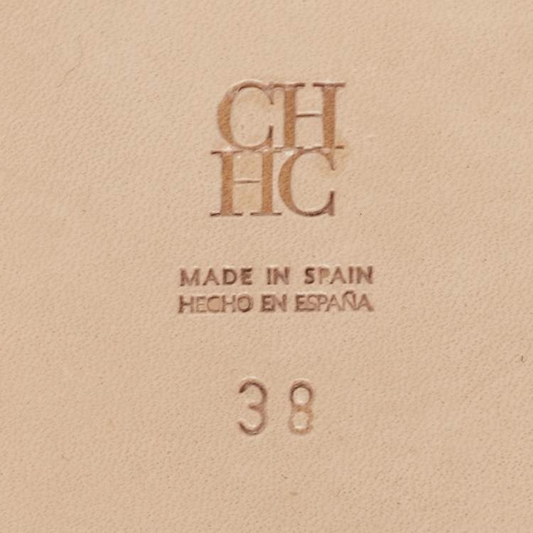 Pre Owned CH Carolina Herrera Brown Suede Lace Up Thong Flat Sandals Size 38