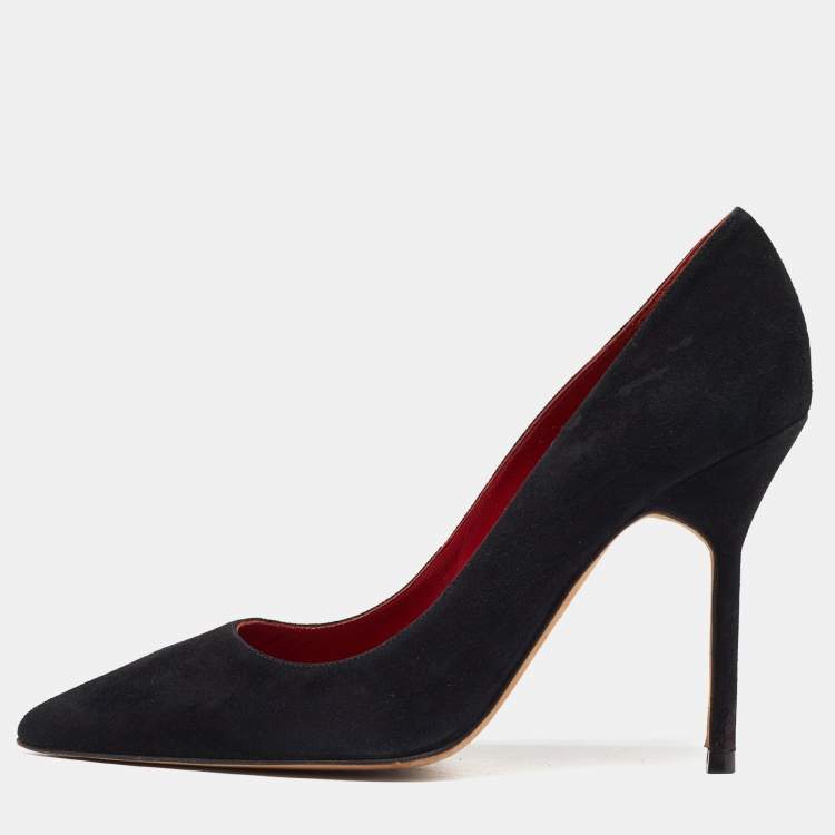 Pre Owned CH Carolina Herrera Black Suede Pointed Toe Pumps Size 36