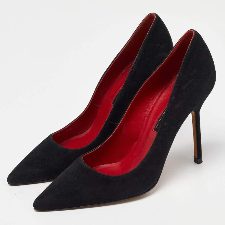 Pre Owned CH Carolina Herrera Black Suede Pointed Toe Pumps Size 36