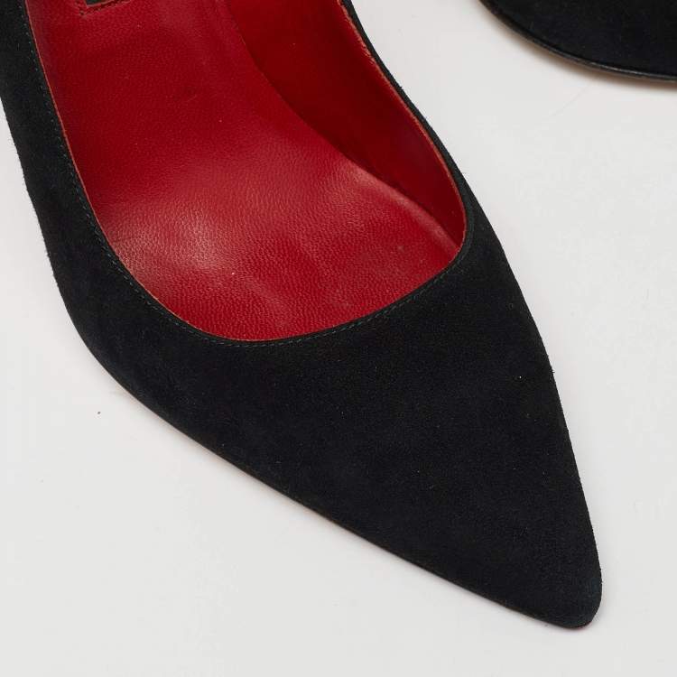 Pre Owned CH Carolina Herrera Black Suede Pointed Toe Pumps Size 36