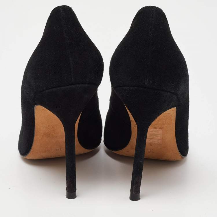 Pre Owned CH Carolina Herrera Black Suede Pointed Toe Pumps Size 36