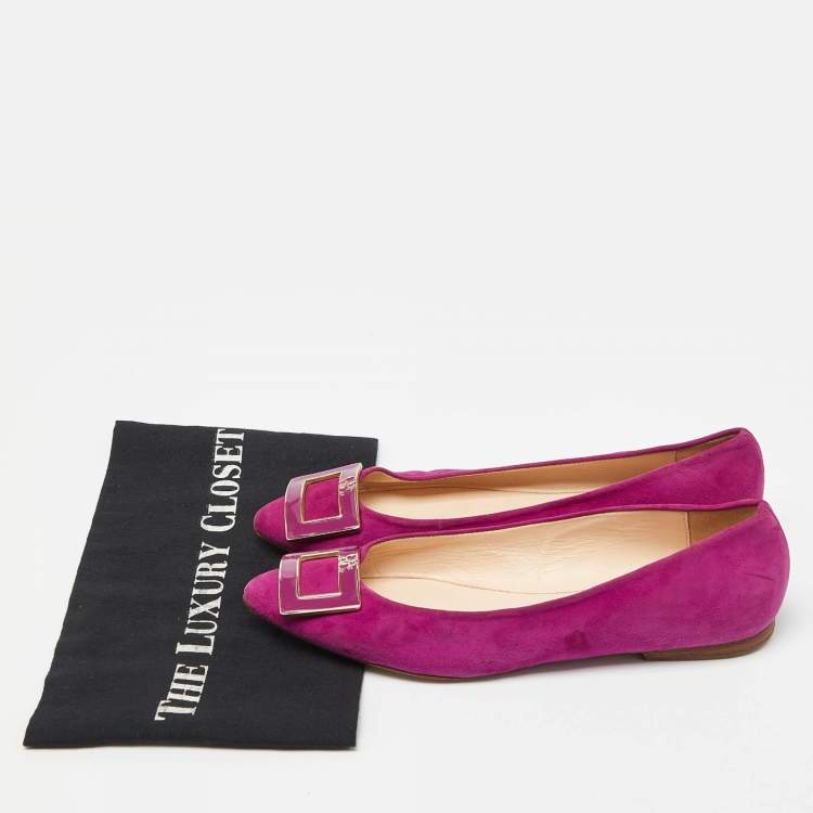Pre Owned CH Carolina Herrera Pink Suede Pointed Toe Ballet Flats Size 39