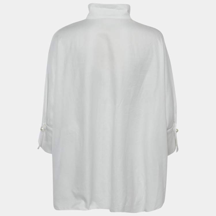 Pre Owned CH CH White Shirt Logo Jacquard Cotton Blouse S