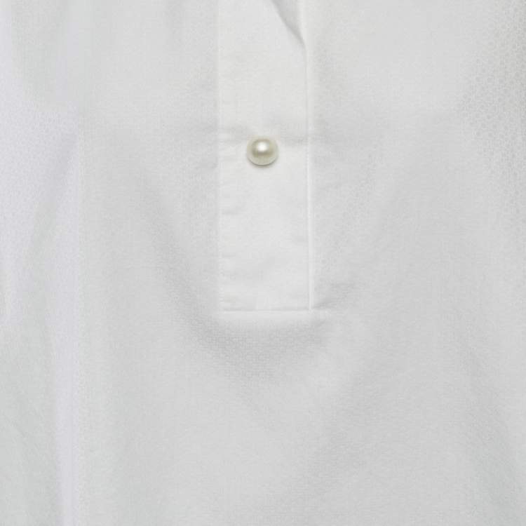 Pre Owned CH CH White Shirt Logo Jacquard Cotton Blouse S