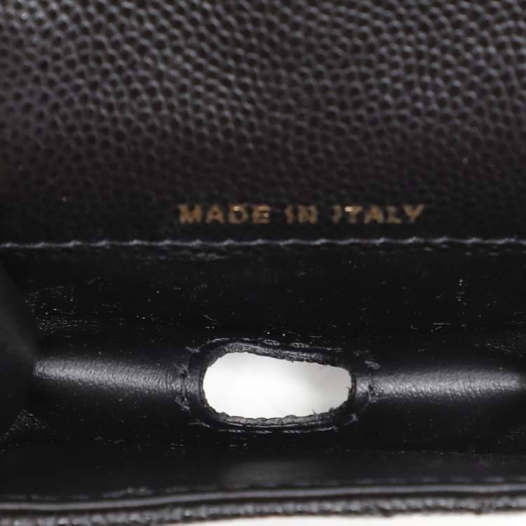 مملوكة مسبقًا Chanel Black Quilted Caviar Leather Crystal CC Phone Holder