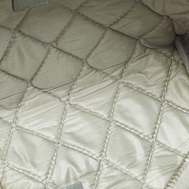 Pre Owned Chanel Silver Quilted Leather Reissue Cosmetic Pouch