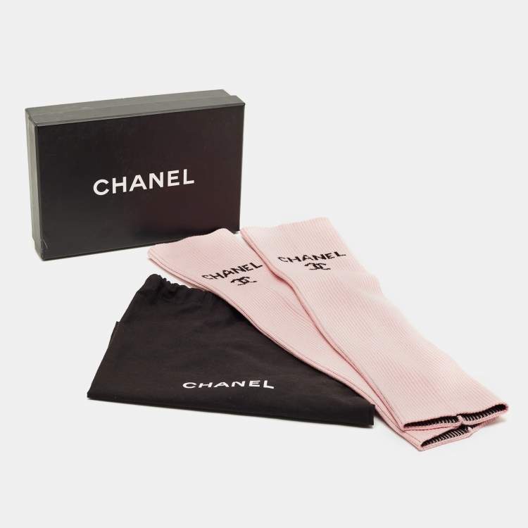 Pre Owned Chanel Pink CC Knit Leg Warmers