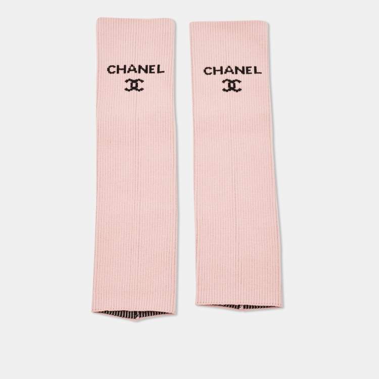 Pre Owned Chanel Pink CC Knit Leg Warmers