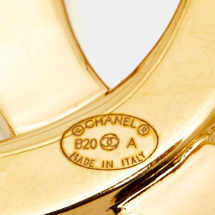Pre Owned Chanel CC Gold Tone Brooch
