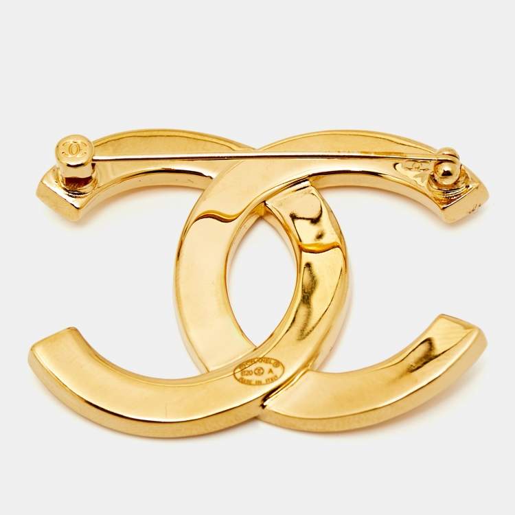 Pre Owned Chanel CC Gold Tone Brooch
