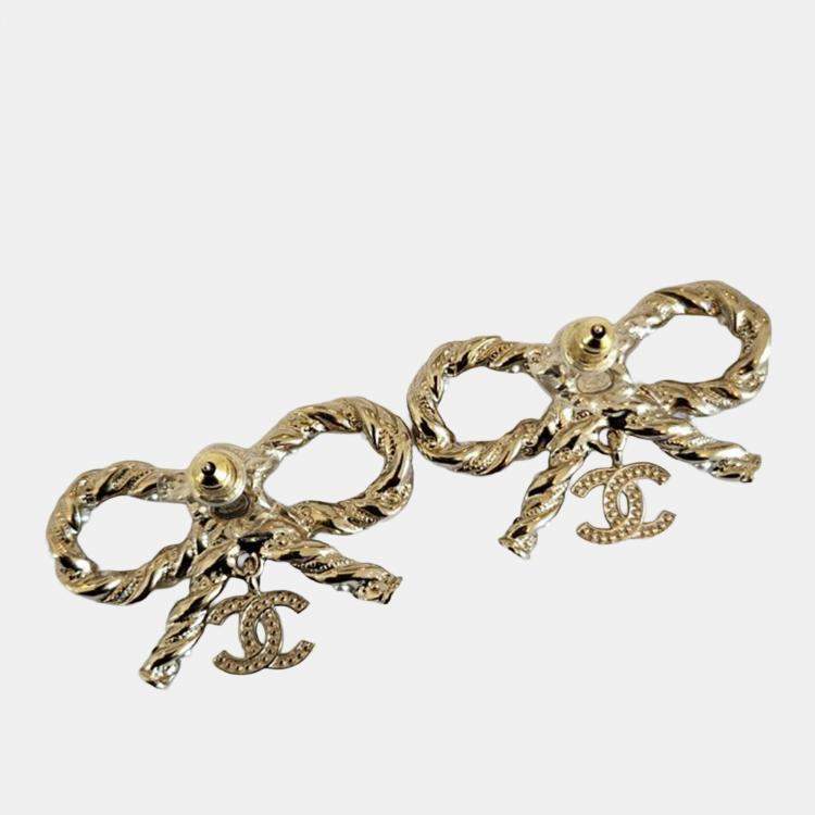 Pre Owned Chanel twisted metal bow earrings