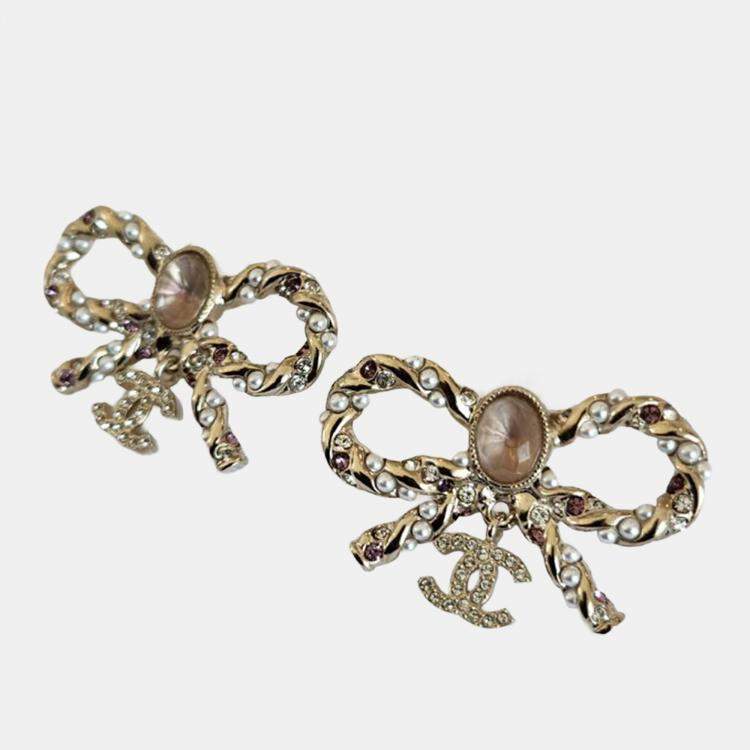 Pre Owned Chanel twisted metal bow earrings