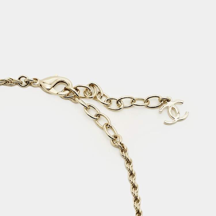 مملوكة مسبقًا Chanel CC Crystals Gold Tone Necklace